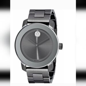 Movado Bold Gunmetal Women's Watch with Swarvoski Crystals